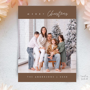 Modern Minimal, God Jul Familjefoto Vykort