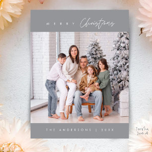 Modern Minimal, God Jul Familjefoto Vykort