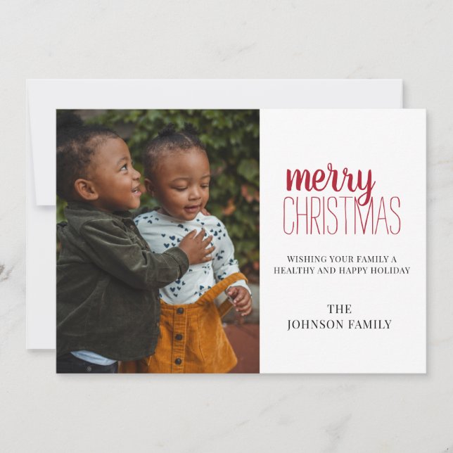 Modern Minimal God Jul Familjefotokort Julkort (Framsida)