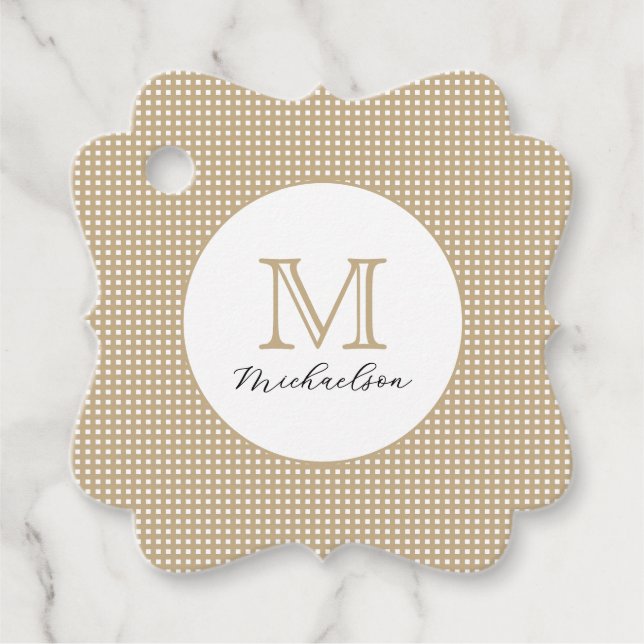 Modern Minimal Gold Monogram Gåvor Etiketter (Framsida)