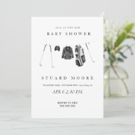 Modern minimal golfbabydusch inbjudningar