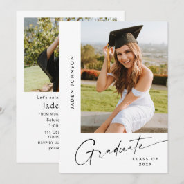 Modern minimal Grad 2-PHOTO-Studentfest Inbjudningar