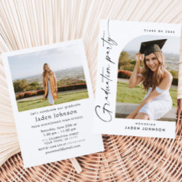 Modern minimal Grad 2-PHOTO-Studentfest Inbjudningar