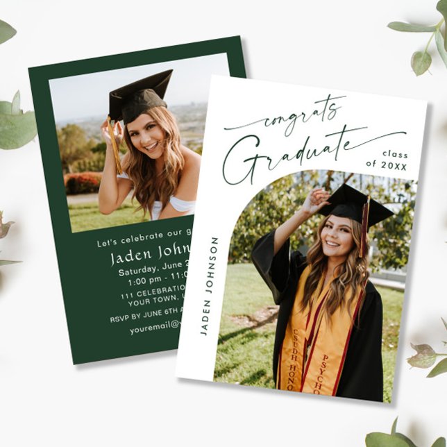Modern minimal Grad 2-PHOTO-Studentfest Inbjudningar (Skapare uppladdad)