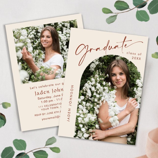 Modern minimal Grad 2-PHOTO-Studentfest Inbjudningar (Skapare uppladdad)