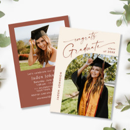 Modern minimal Grad 2-PHOTO-Studentfest Inbjudningar