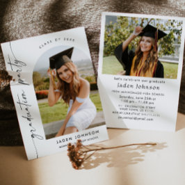 Modern minimal Grad 2-PHOTO-Studentfest Inbjudningar