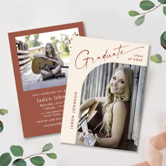 Modern minimal Grad 2-PHOTO-Studentfest Inbjudningar (Skapare uppladdad)