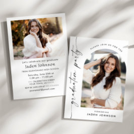 Modern minimal Grad 2-PHOTO-Studentfest Inbjudningar