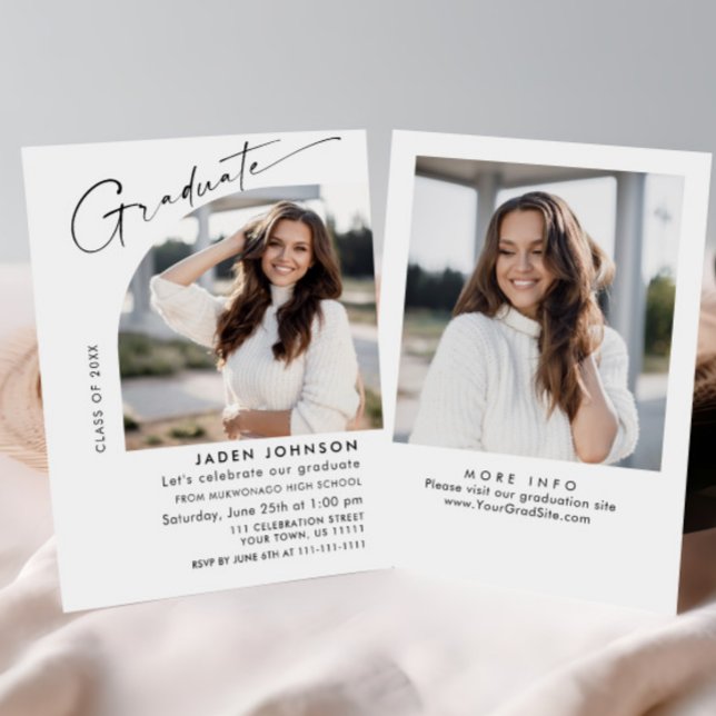 Modern minimal Grad 2-PHOTO-Studentfest Inbjudningar (Skapare uppladdad)