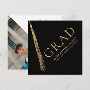 Modern Minimal Grad Foto Guld Grad mössa Tassel Inbjudningar