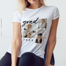 Modern minimal Grad-skript, tre foto Studenten T Shirt