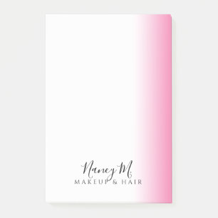 Modern minimal gradient rosa, vit makeup och hår post-it block