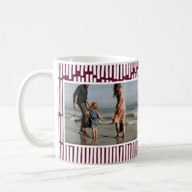 Modern minimal grafik, 2 fotoburgundi och vitt kaffemugg (Vänster)