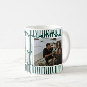 Modern, minimal grafik, två fotokaffe med grönt mu kaffemugg