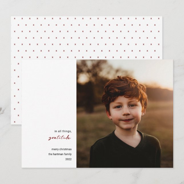 Modern minimal | Gratise Photo jul Red Julkort (Fram/baksida)