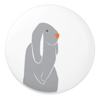 Modern Minimal Grått Bunny Ceramic pull Knob Knopp