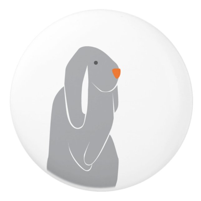 Modern Minimal Grått Bunny Ceramic pull Knob Knopp (Framsidan)