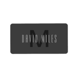 Modern minimal Grått för redigerbar Monogram-desig Adressetikett