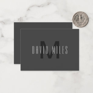 Modern minimal Grått för redigerbar Monogram-desig Anteckningskort
