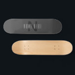 Modern minimal Grått för redigerbar Monogram-desig Mini Skateboard Bräda 18,5 Cm<br><div class="desc">Modern tittar,  anpassade monogram. Redigera design som du vill!</div>