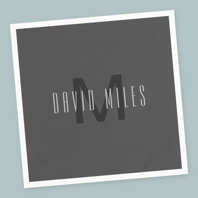 Modern minimal Grått för redigerbar Monogram-desig Pappersservett (Skapare uppladdad)