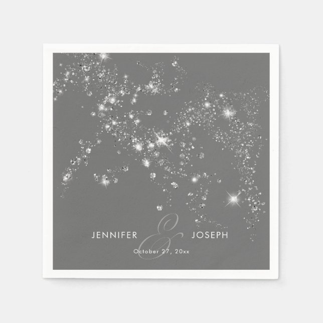 Modern minimal Grått och vita glasdiamanter Pappersservett (Framsidan)