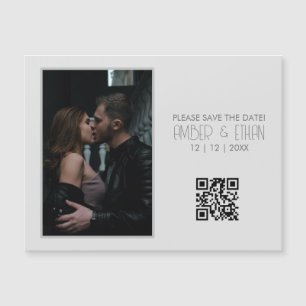Modern minimal Grått Photo Save Date QR-kod