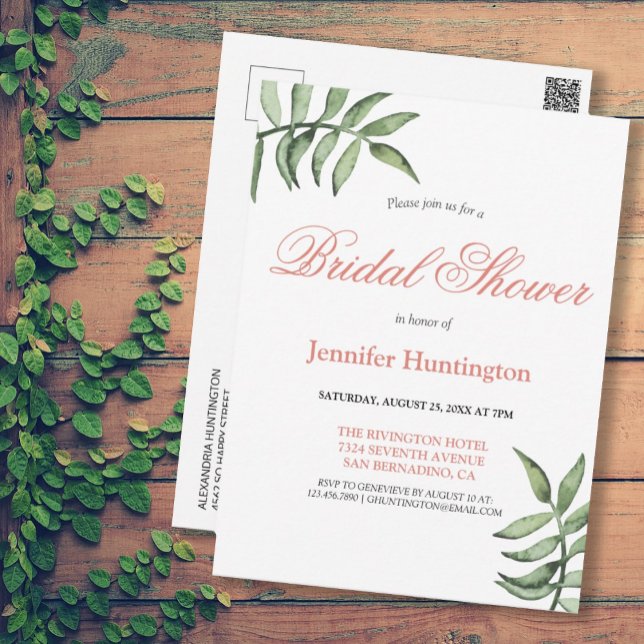 Modern Minimal Greenery Inbjudningskort för möhipp (MODERN MINIMAL GREENERY BRIDAL SHOWER INVITATION
)