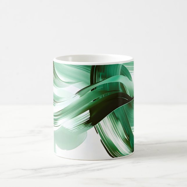 Modern Minimal Grön Penseldrag Abstrakt Kaffemugg (Center)