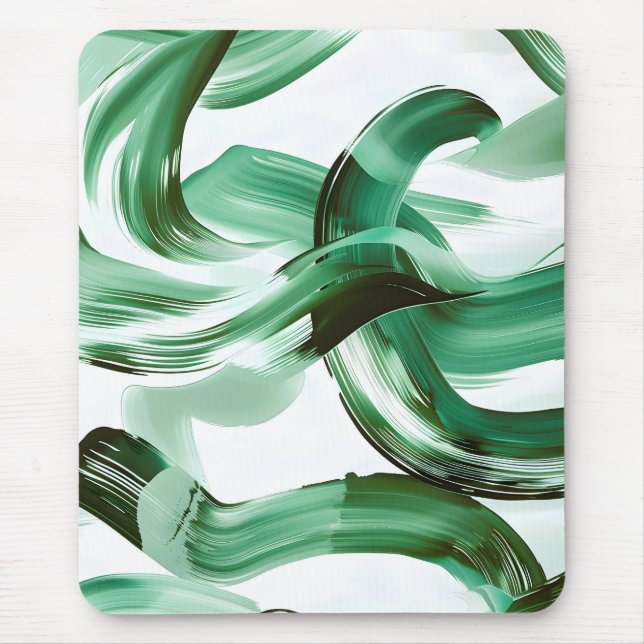 Modern Minimal Grön Penseldrag Abstrakt Musmatta (Framsidan)