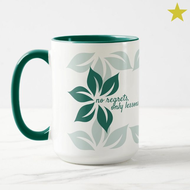 Modern Minimal Gröna Blommor Självkärlek Fras Mugg (Skapare uppladdad)