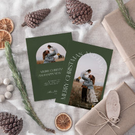 Modern Minimal Grönt Arch 2 Photo God jul Julkort