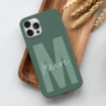Modern minimal grönt av typografi i monogram<br><div class="desc">Modern,  minimal grönt av typografi i monogramformat och vit elegant - enkel,  unik utformning av telefonfodral för personlig.</div>