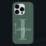 Modern minimal grönt av typografi i monogram<br><div class="desc">Modern,  minimal grönt av typografi i monogramformat och vit elegant - enkel,  unik utformning av telefonfodral för personlig.</div>