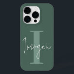 Modern minimal grönt av typografi i monogram<br><div class="desc">Modern,  minimal grönt av typografi i monogramformat och vit elegant - enkel,  unik utformning av telefonfodral för personlig.</div>