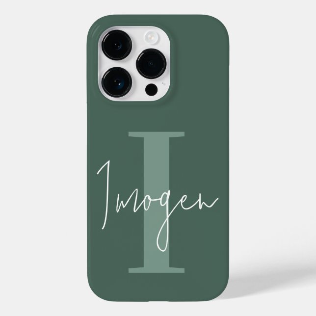 Modern minimal grönt av typografi i monogram (Baksida)