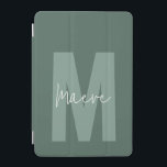 Modern minimal grönt av typografi i monogram iPad mini skydd<br><div class="desc">Modern,  minimal grönt av typografi i monogramsformat och vit elegant,  enkel utformning av den unika personligen ipad cover.</div>