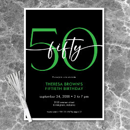 Modern minimal Grönt femtio skript födelsedag Inbjudningar