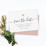 Modern minimal Grönt för Guld Vow Renewal Dusty i  Spara Datumet<br><div class="desc">Den här eleganten Spara datumkortet för din vow-förnyelse fungerar enkelt. Modern typografi,  underbar kalligrafi och accentuerad av ett känsligt hjärta (tryckt) guld. På baksidan finns utrymme för andra detaljer,  t.ex. en URL för bröllop-plats. Detta är den  rosan.</div>