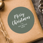 Modern Minimal Grönt God jul-familj Runt Klistermärke<br><div class="desc">Kontakta mig om du behöver hjälp.</div>
