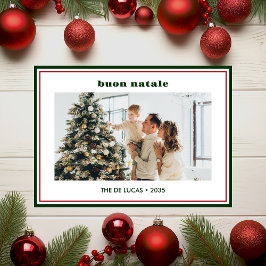 Modern minimal Grönt Gräns Photo Buon Natale Julkort