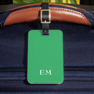 Modern minimal Grönt Monogrammed Initialer Bagagebricka