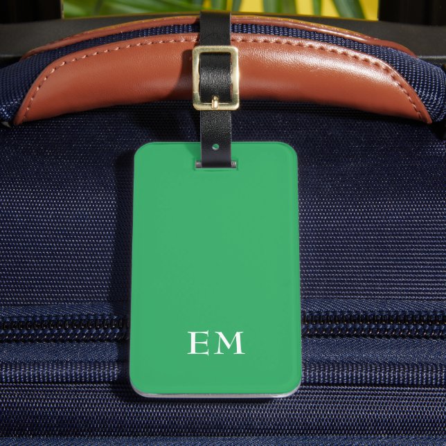 Modern minimal Grönt Monogrammed Initialer Bagagebricka (Framsida Insitu 2)