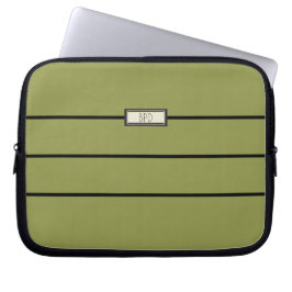 Modern minimal Grönt Monogrammed Initialer Laptop Fodral