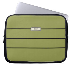 Modern minimal Grönt Monogrammed Initialer Laptop Fodral