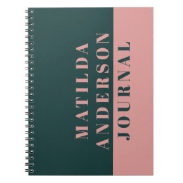 Modern minimal grönt och rosa, journal anteckningsbok