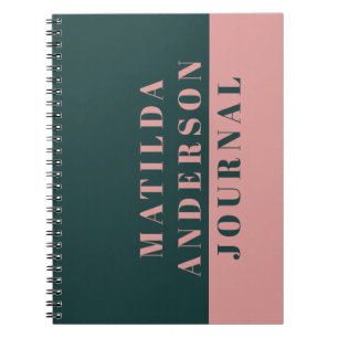 Modern minimal grönt och rosa, journal anteckningsbok