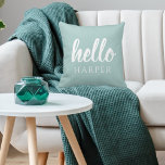 Modern minimal Grönt och vit Hej och du Namn Kudde<br><div class="desc">Modern minimal Grönt och vit Hej och du Namn</div>