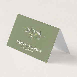 Modern Minimal Grönt Olive Träd Professionell Bu Visitkort